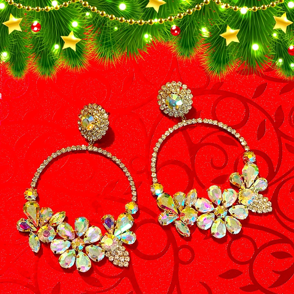 AB Swarovski Crystal Front Faced Hoops Pageant